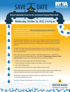 RWA Initiates Public Engagement Process for the Sacramento Regional Water Bank
